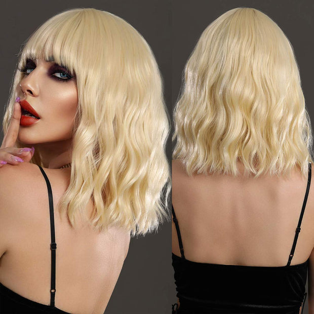 Ombre Blonde Wig with Bangs